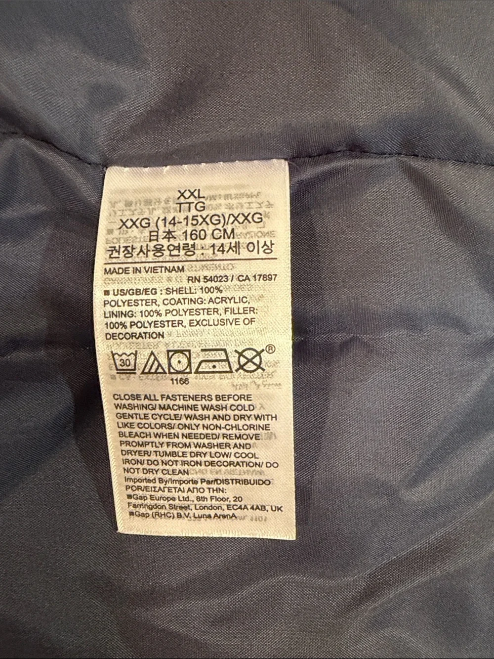 GAP Navy Quilted Puffer Vest Big Boys Kids